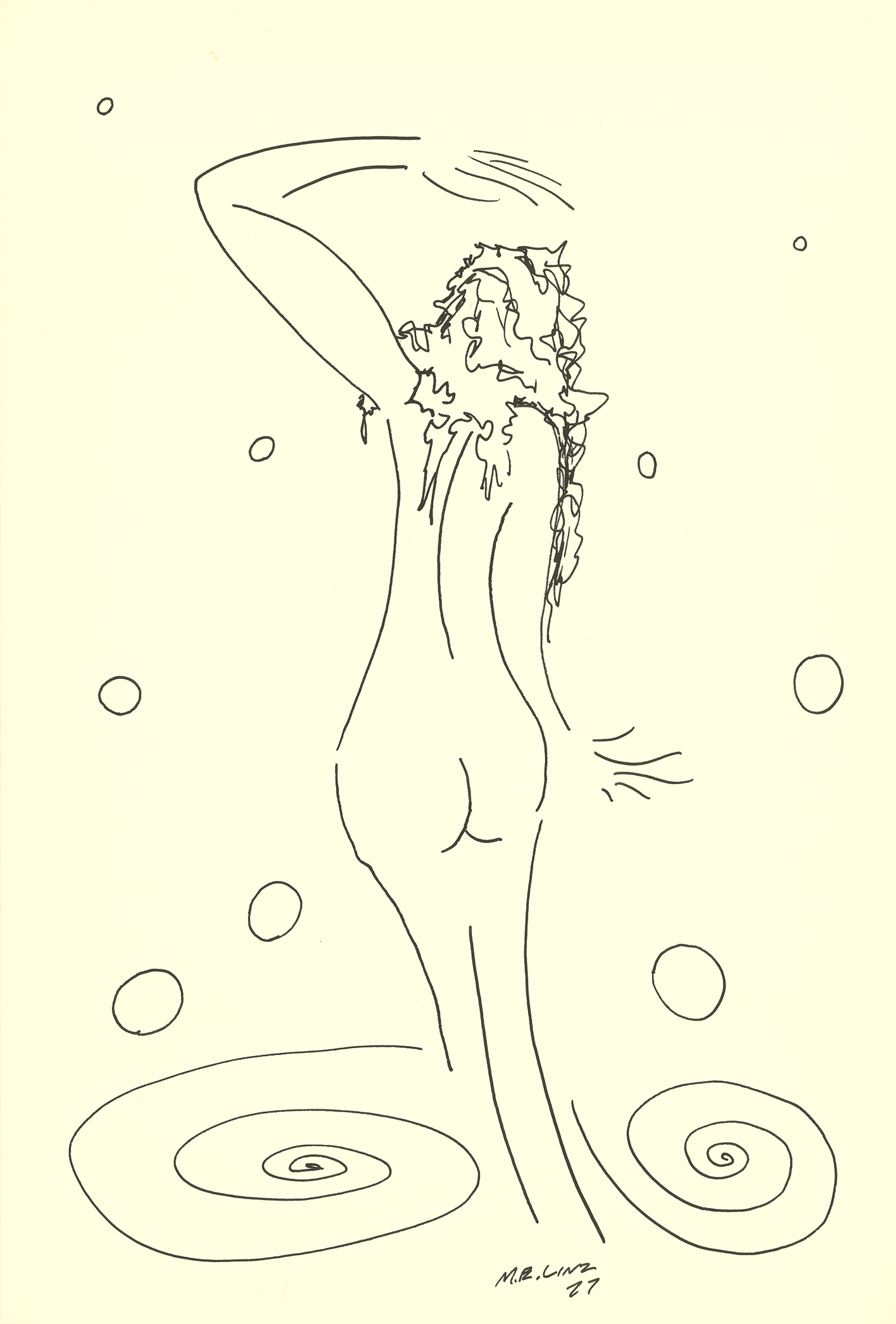 <i>Bubble Bath</i><br>Ink on paper<br>18 X 12 Inches<br>October - 1977<br>